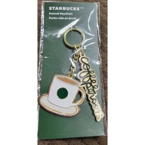 STARBUCKS ENAMEL Key Ring KEYCHAIN COFFEE PERSON CUP MUG 2025  NEW Green Gold